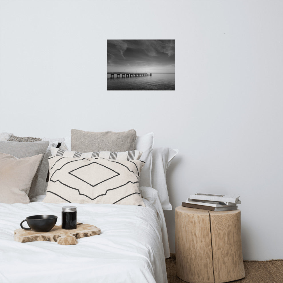 End of the Pier Landscape Photo, Beach Unframed Wall Art Print, 18" X 24"