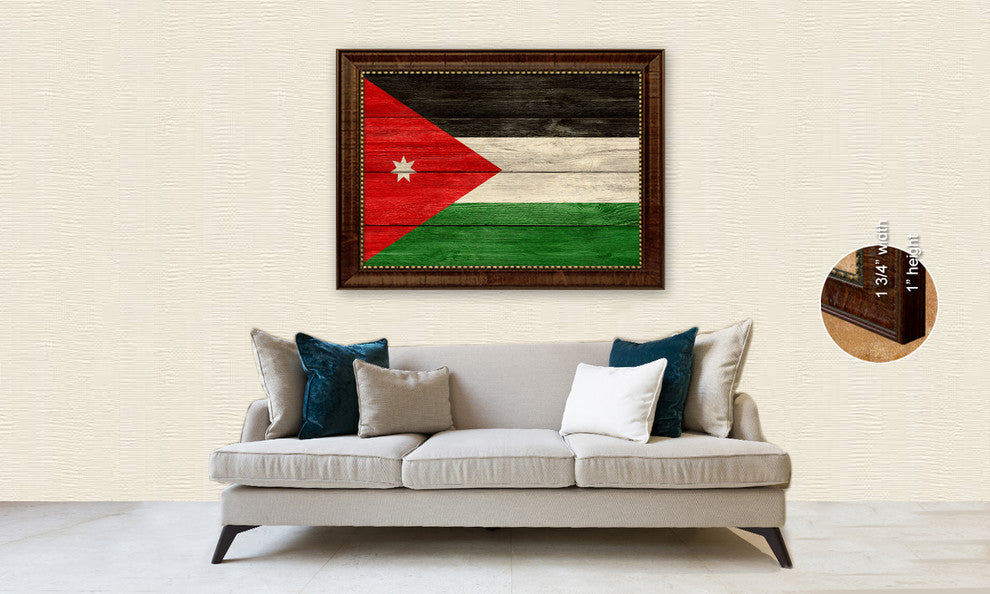 Kenya Country Textured Flag Print With Brown Gold Frame, 19"X27"