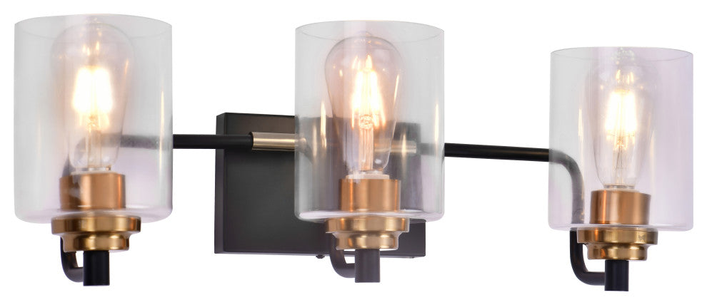 Lazzur Huisne 3 Light 23" Matte Black Wall Sconce