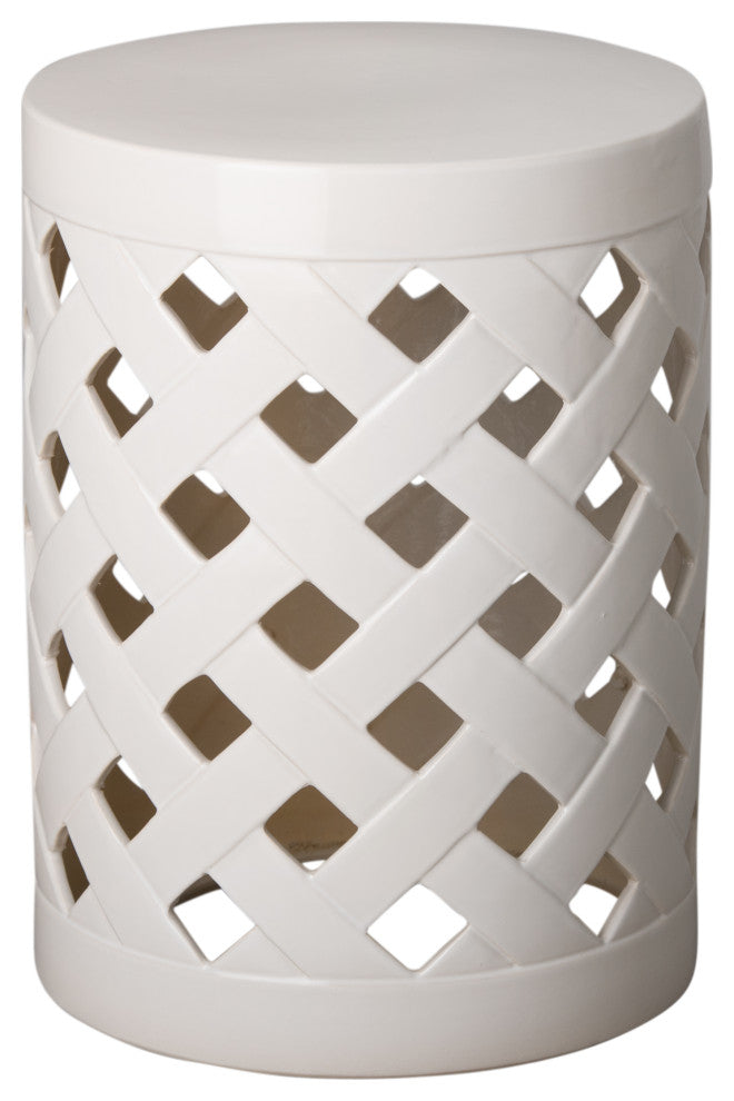 Criss Cross Stool White 14X19"H
