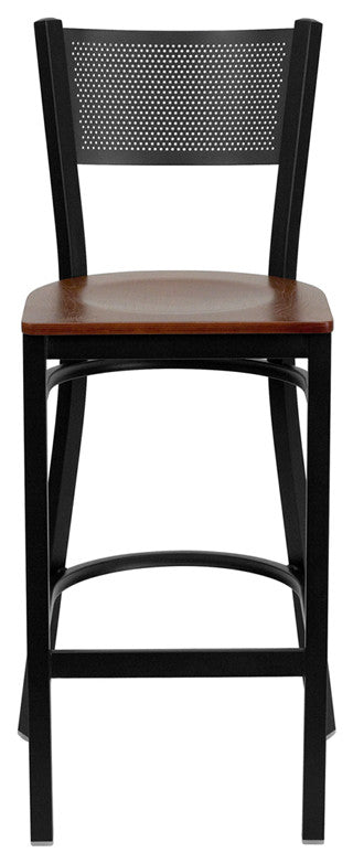 Black Grid Stool-Cherry Seat