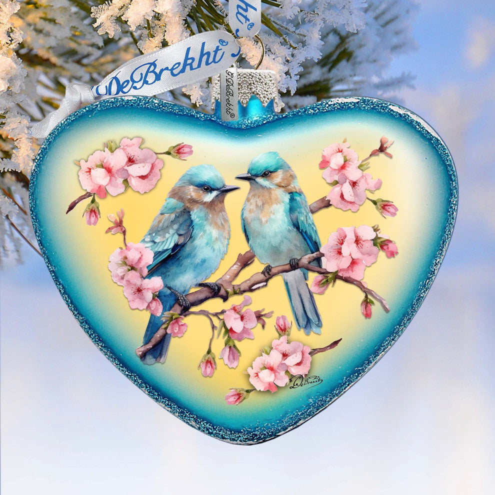 Blooming Love Heart Glass Ornament Christmas Decor