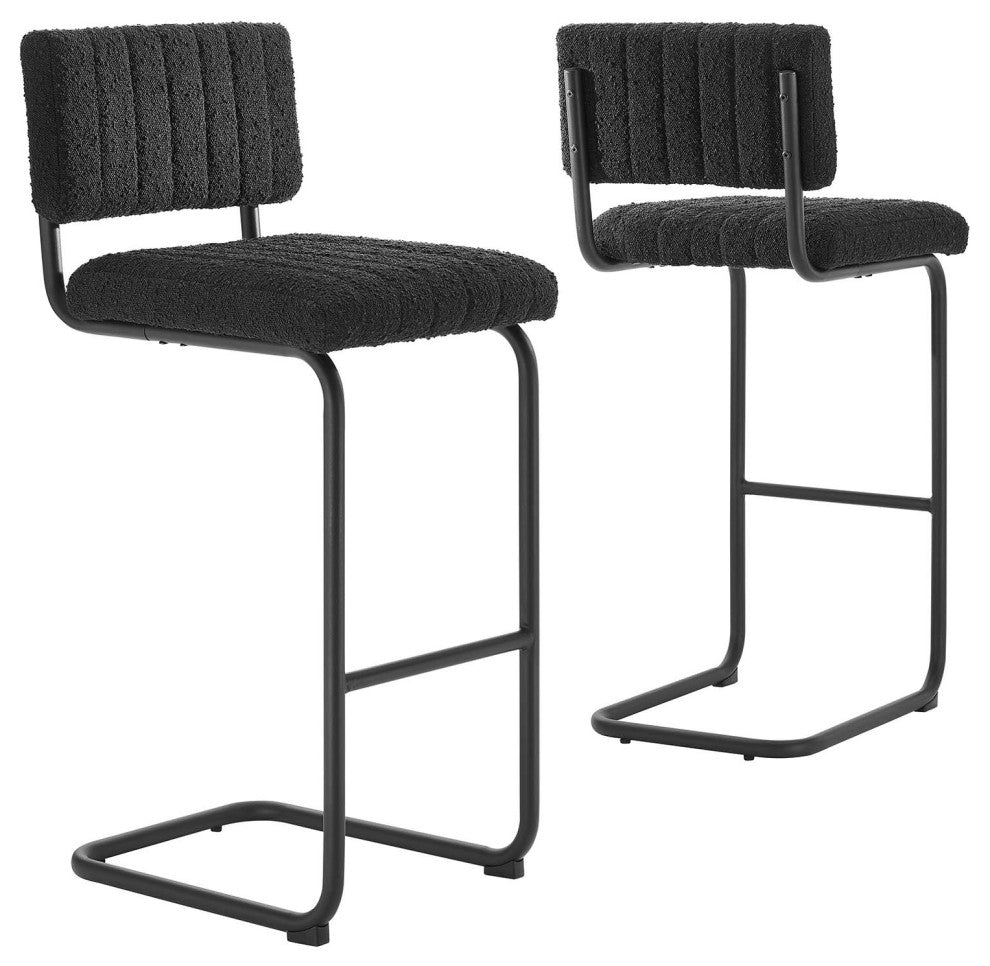 Parity Boucle Bar Stools, Set of 2, Black Black