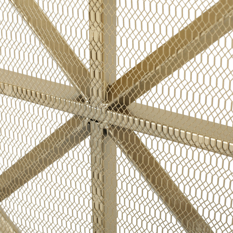GDF Studio Mandralla 3-Paneled Iron Fireplace Screen, Gold