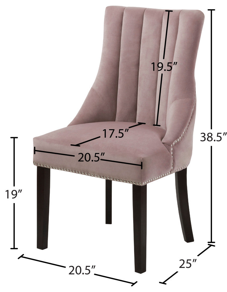 Oxford Velvet Upholstered Dining Chair (Set of 2), Pink