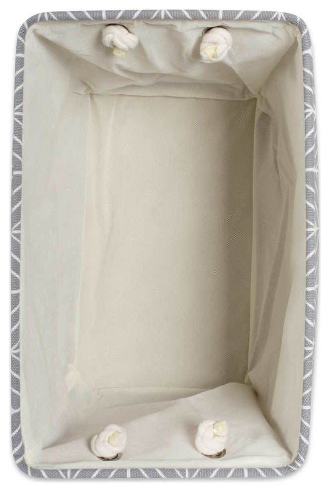 Polyester Bin Herringbone Off White Rectangle Medium 16"x10"x12"