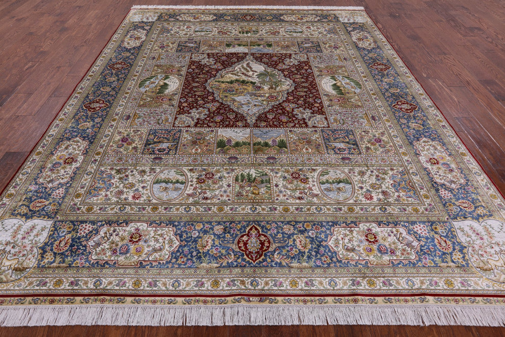 Hand Knotted High End Persian 100% Silk Rug 8' 0" X 10' 0''- Q4778