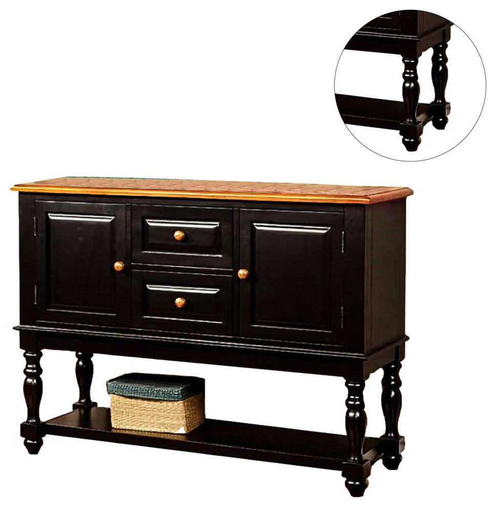 Wooden Server, Black and Antique Oak Finish
