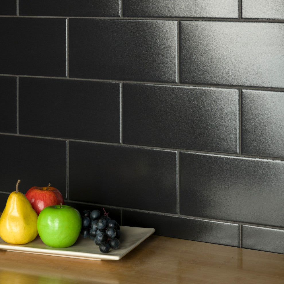Piscina Brick Nero Brillo Porcelain Floor and Wall Tile
