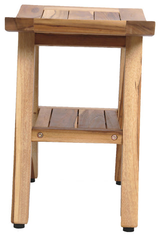 Ecodecors Satori Eastern Style Earthyteak Shower Bench, 18", With Shelf