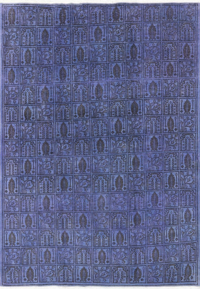 High Quality Purple Overdyed 7'x10' Oriental Hand Knotted Wool Area Rug