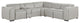 Niccolo Top Grain Italian Leather 6-Piece L-Shaped Power Reclining Sectional, Light Grey