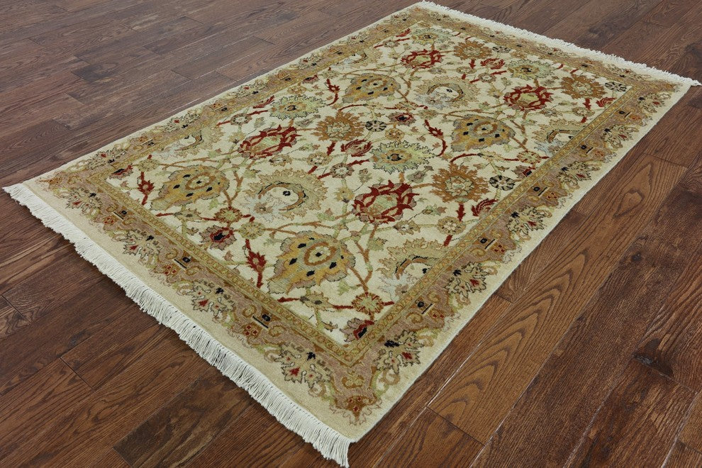 Floral Handmade Oriental Chobi Area Rug 4'x6', W2099