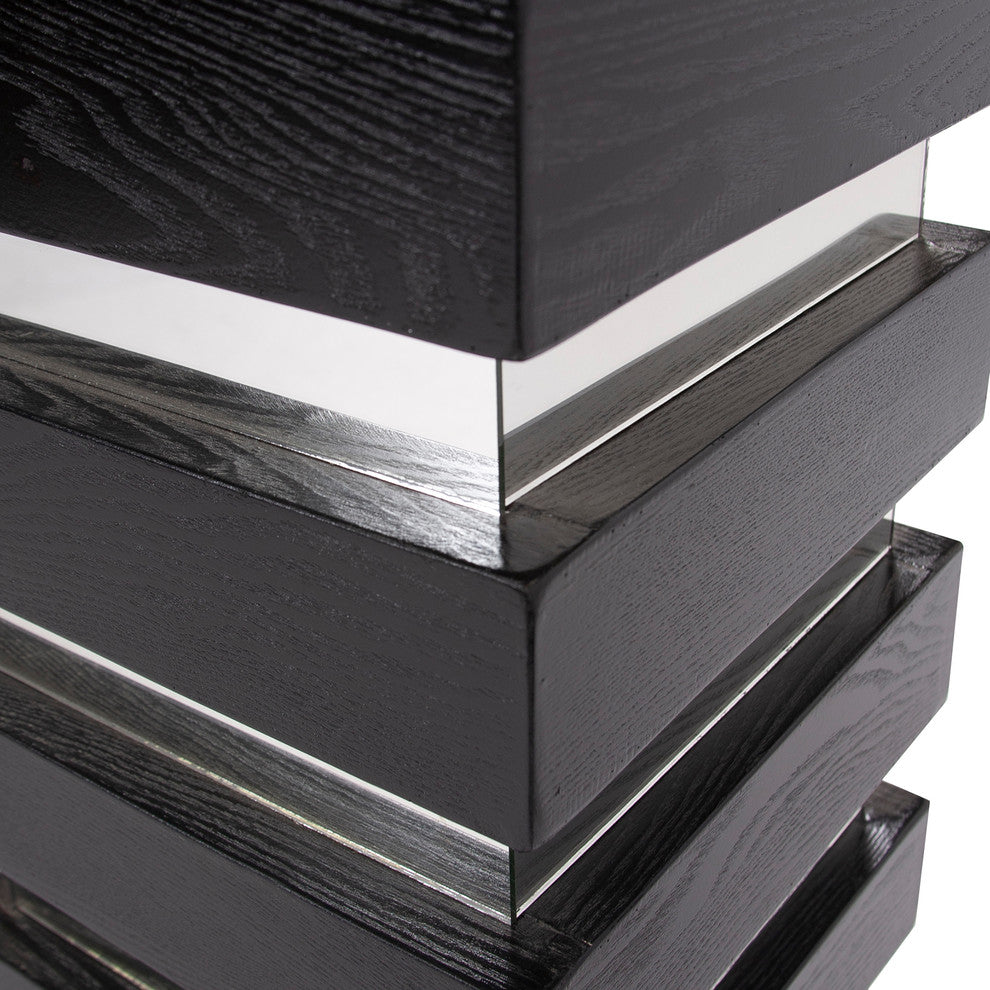 Howard Elliott Stepped Black Wood Pedestal, 12"x12"x355"