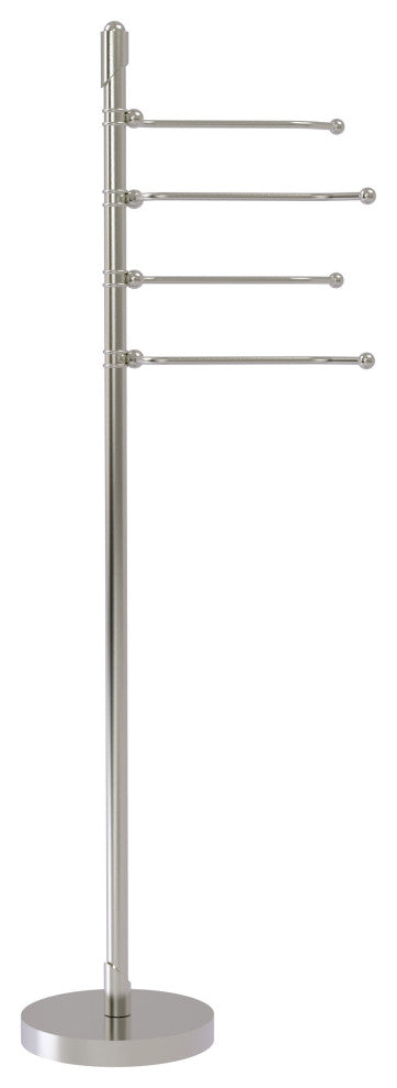 Soho Free Standing 4 Pivoting Swing Arm Towel Stand, Satin Nickel