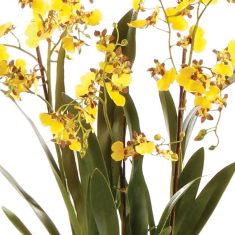 Luxe Yellow Dancing Orchid Faux Floral Artificial Plant 44in Drop In Flowers