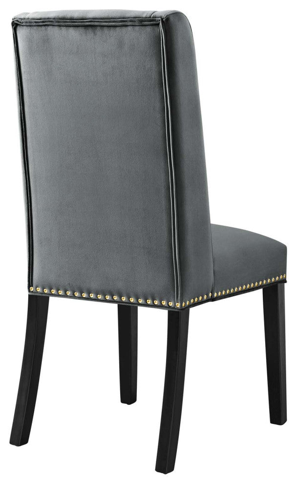 Baron Performance Velvet Dining Chairs, Set of 2, Gray