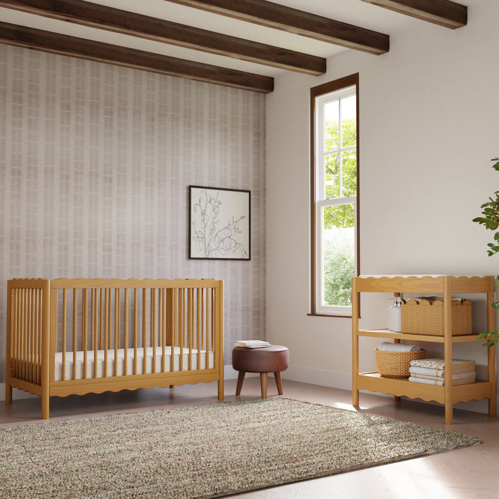 Swell 4-in-1 Convertible Crib With Toddler Bed Conversion Kit, Honey