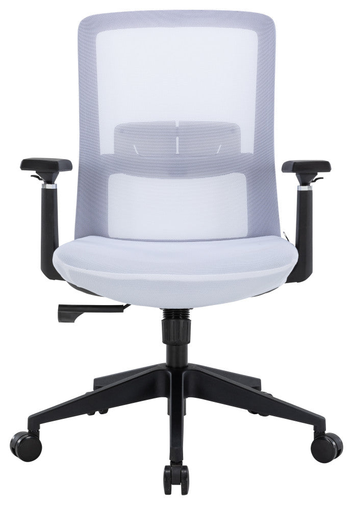 LeisureMod Ingram Modern Mesh Office Task Chair With Adjustable Armrests, White/White