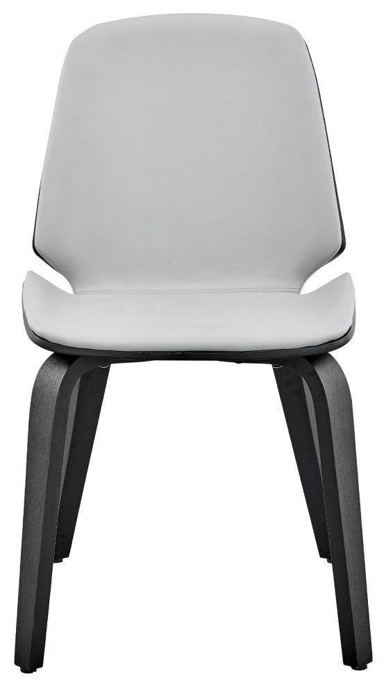 Brinley Gray Faux Leather and Black Wood Dining Room Accent Chair