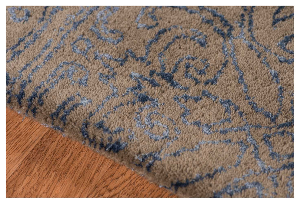 8" X11" X 0.5" Blue Wool Area Rug