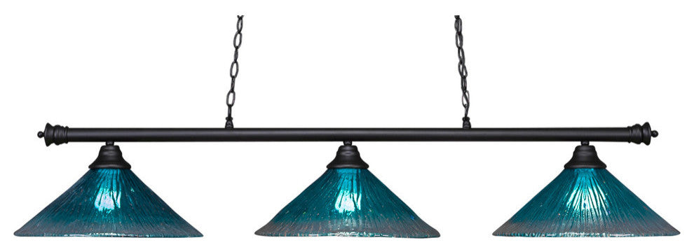 Oxford 3-Light Bar, Matte Black/Teal Crystal