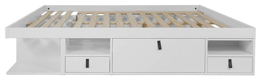 Memomad Bali Storage Platform Bed with Drawers (King Size, Off White)