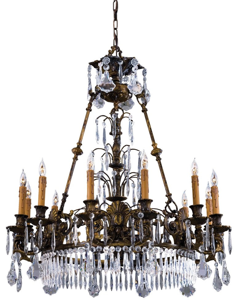 12-Light Chandelier, Oxide Brass