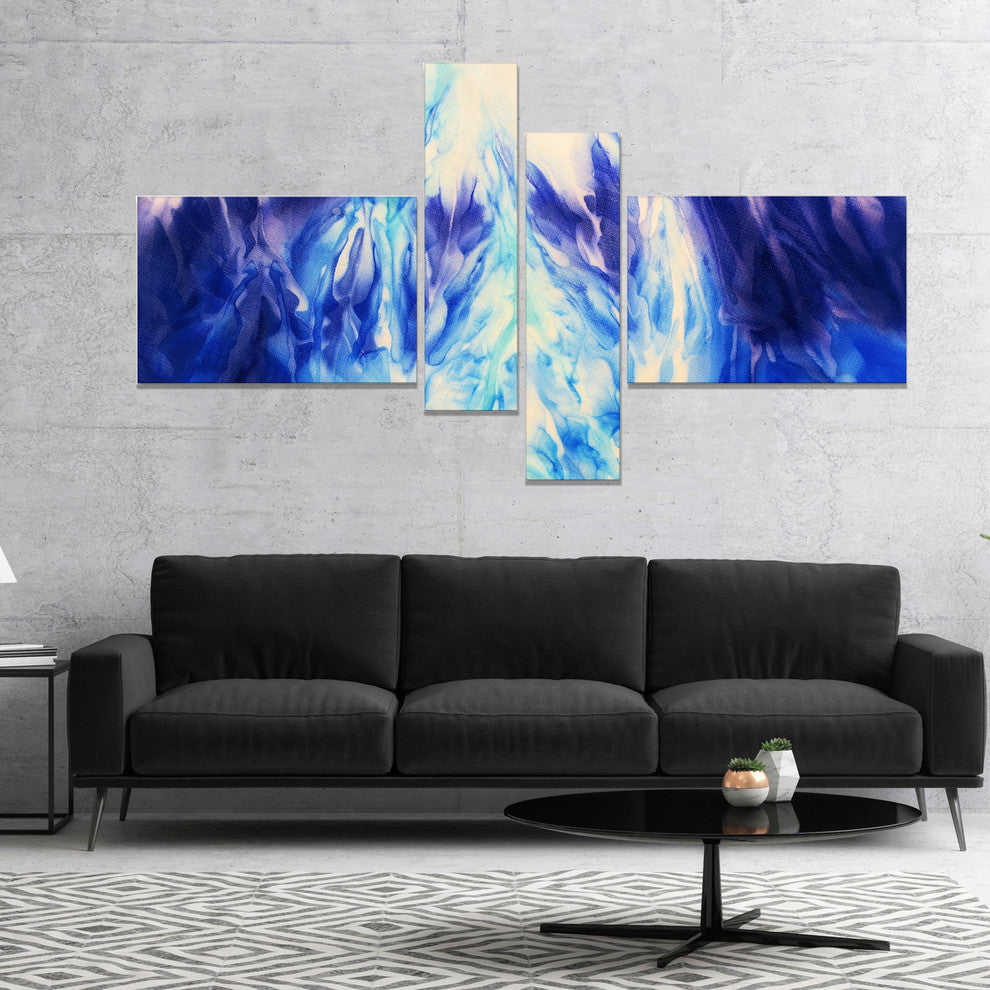 Blue Life, Abstract Canvas Art Print, 60"x32", 4 panels