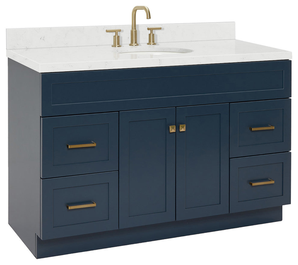 Ariel Hamlet 54" Single Oval Sink Bathroom Vanity, Carrara Quartz