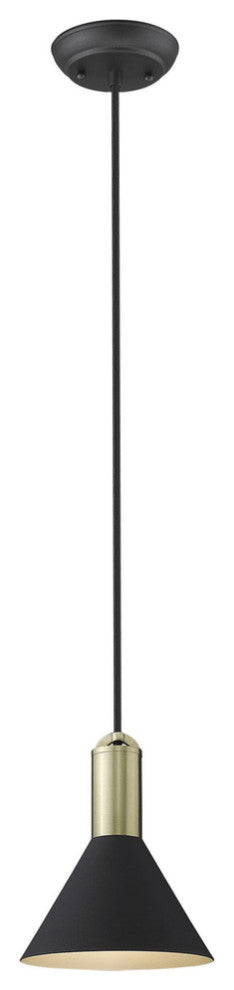 Matte Black and Gold Conical Pendant Hanging Light