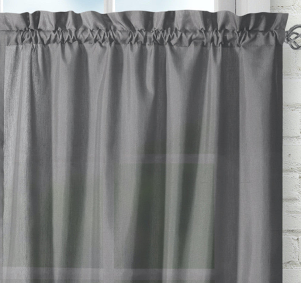Ellis Curtain Stacey Tailored Tier Pair Curtains, Grey, 56"x24"