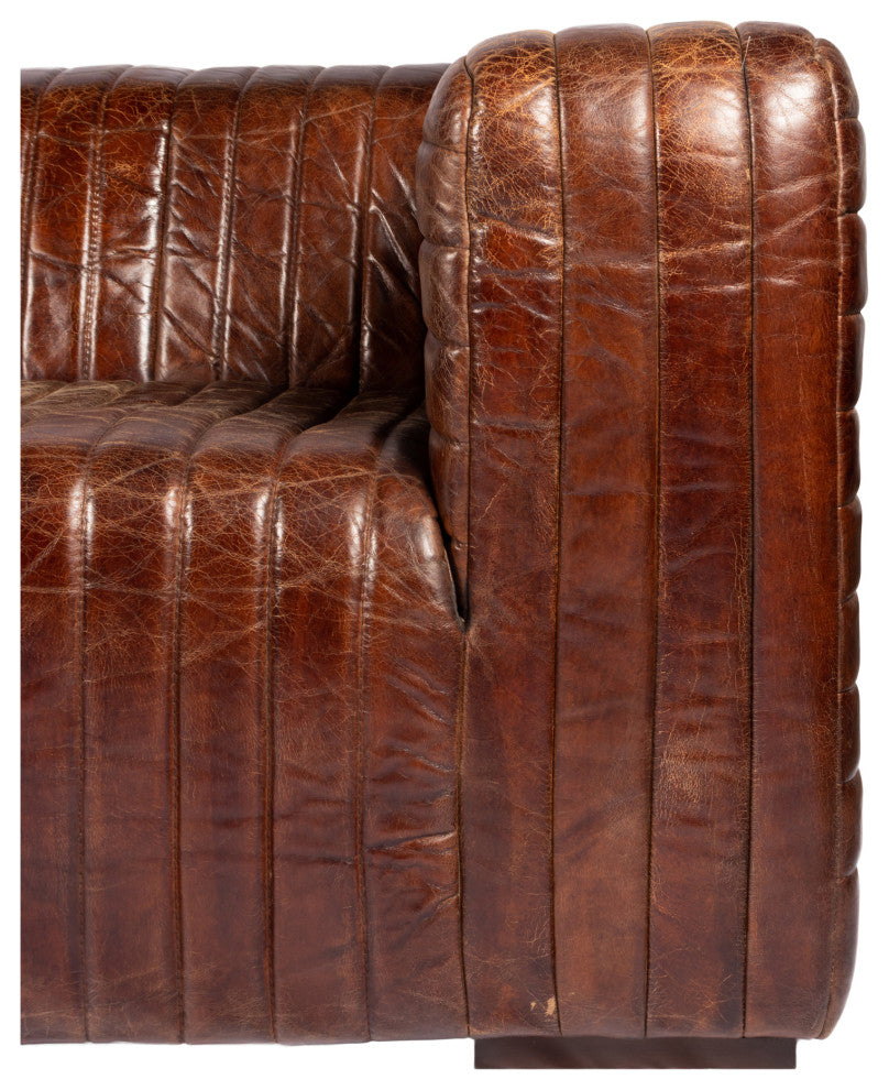 First of A Kind Castle Sofa Cappuccino Brown Leather