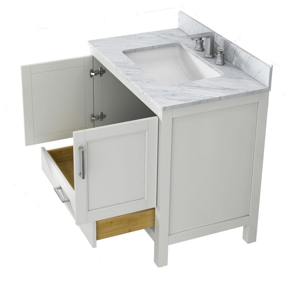 36" Plywood Freestanding Bathroom Vanity Set with Drawer and Doors, Matte White