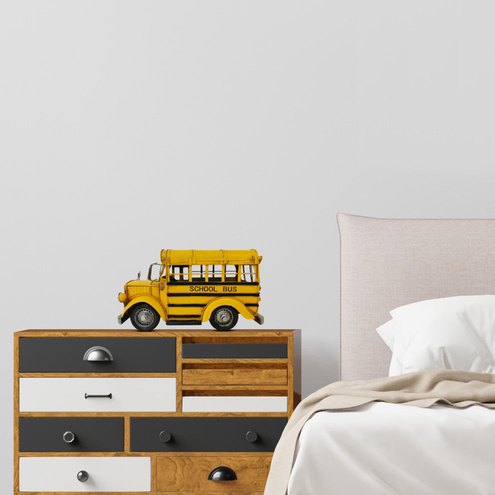 Metal Model School Bus Decor