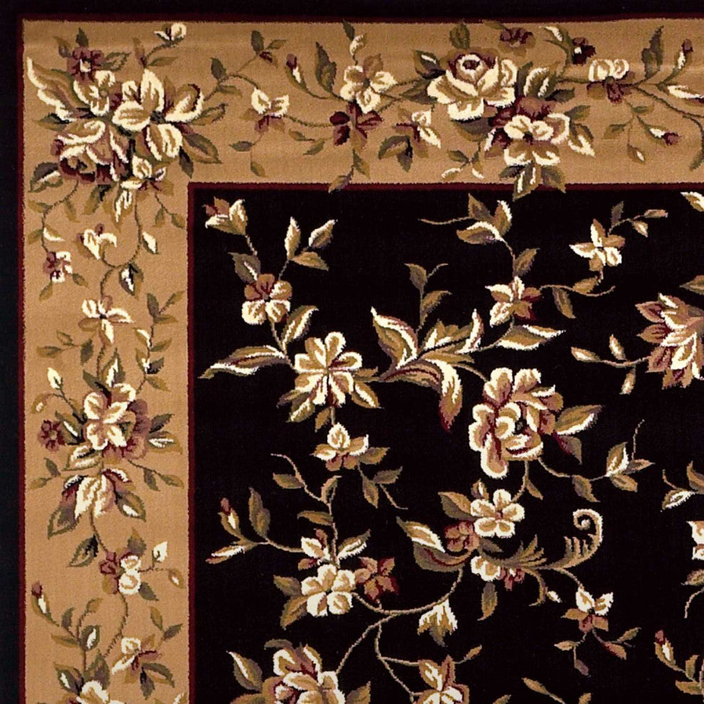 HomeRoots 7' x 10' Polypropylene Black or Beige Area Rug