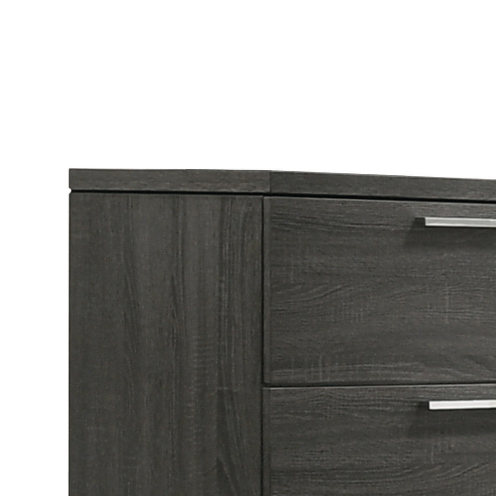Wooden Dresser with Bracket Legs and 6 Spacious Drawers, Oak Gray