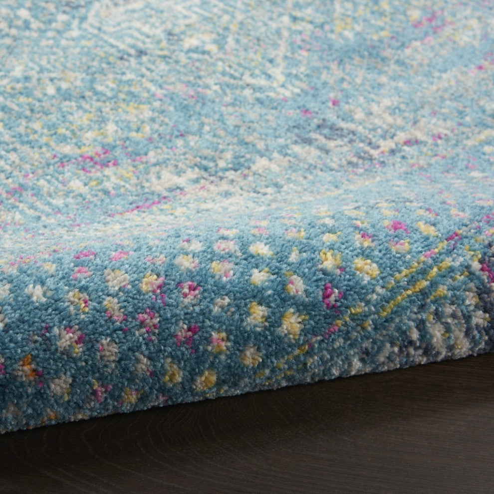 5' X 7' Blue Southwestern Power Loom Area Rug