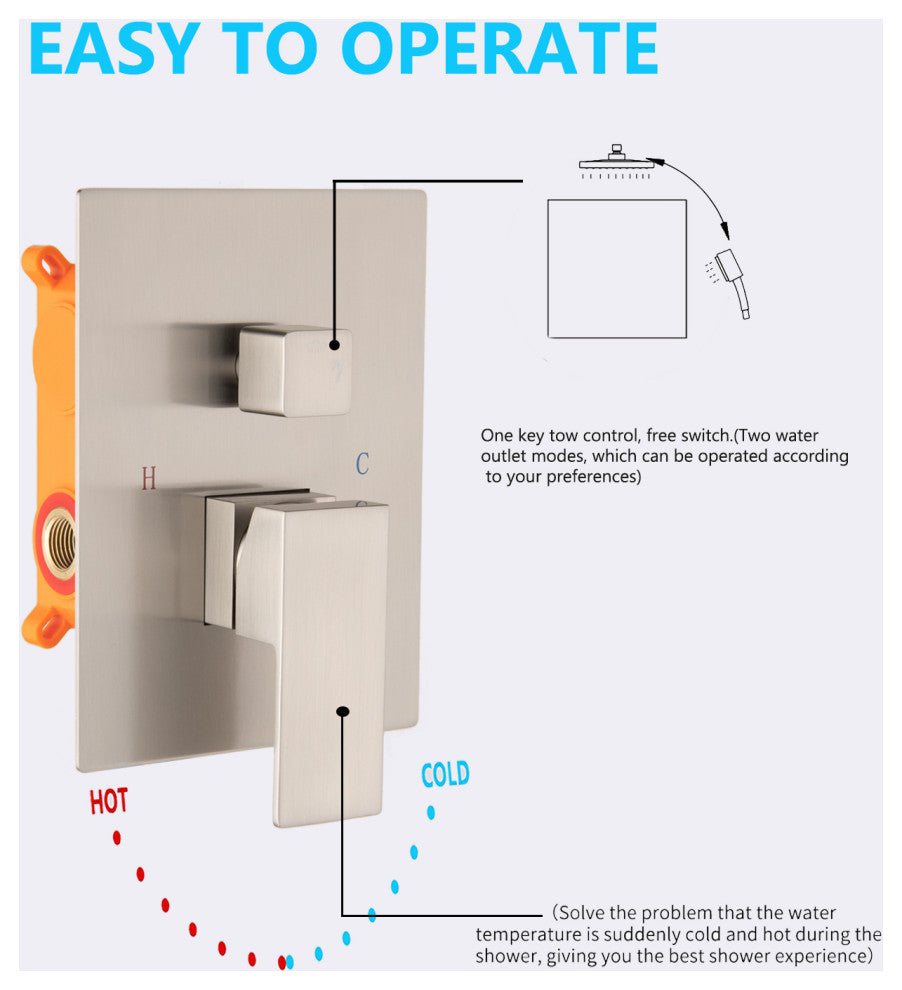 Ceiling-mounted shower system With handheld shower set, Brushed Nickel