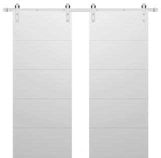 Double Barn Door 72 x 80, Planum 0770 Painted White, Silver 13FT