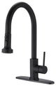 Single Handle Deck Mounted High Arc Pull Down Kitchen Faucet with Sprayer, Matte