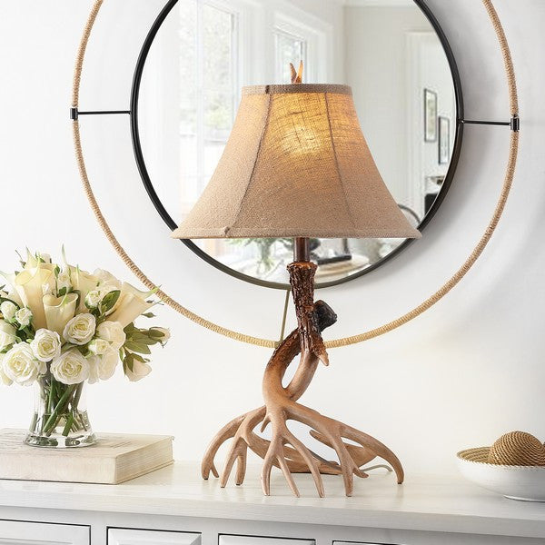 Safavieh Sundance 25.5" H Faux Antler Table Lamp, Brown