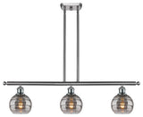 Ballston-Rochester 3-Light 36" Stem Island, 6"D Brushed Satin Nickel/Light Smoke