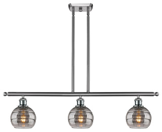 Ballston-Rochester 3-Light 36" Stem Island, 6"D Brushed Satin Nickel/Light Smoke