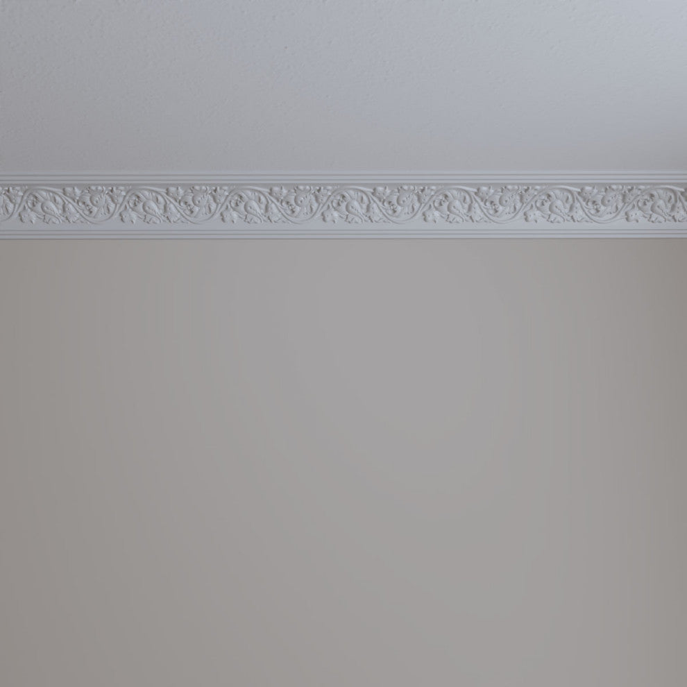 3 7/8"Hx4"Px5 5/8"Fx96"L, 8" Repeat, Rose Crown Moulding