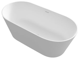 63in White Solid Surface Freestanding Soaking Bathtub with Drain