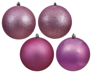 6" Mauve 4 Finish Orn Asst 4/Bag