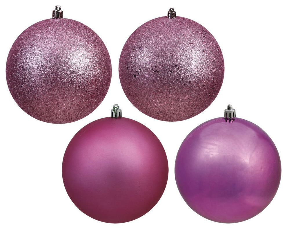 6" Mauve 4 Finish Orn Asst 4/Bag