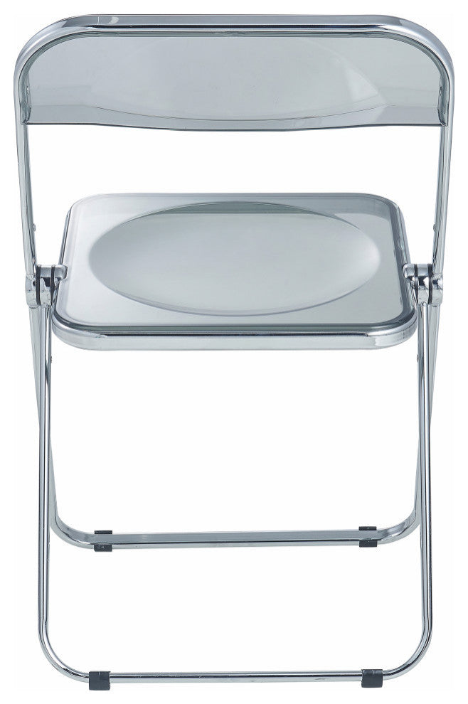 Lawrence Acrylic Folding Chair With Metal Frame, Set of 2, Transparent Black