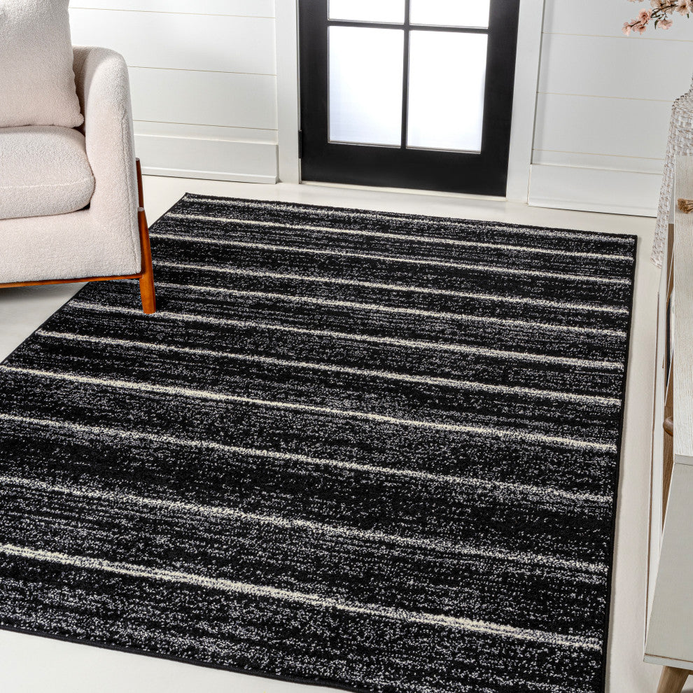 Williamsburg Minimalist Stripe Rug, Black/Cream, 5 Ft. X 8 Ft.